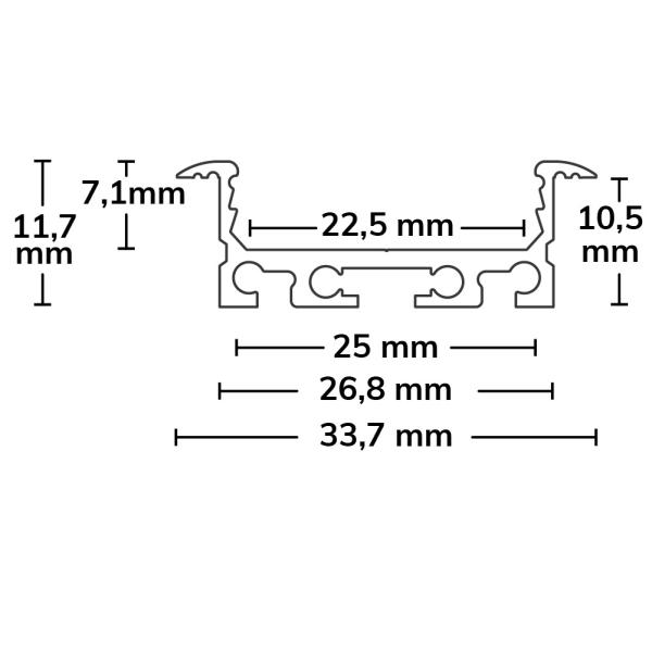 LED Einbauprofil DIVE20 FLAT V1 Aluminium eloxiert, 200cm