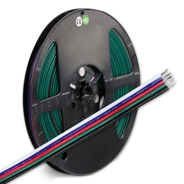 Kabel RGB+W 10m Rolle 5-polig 0,50mm² H03VH-H AWG20