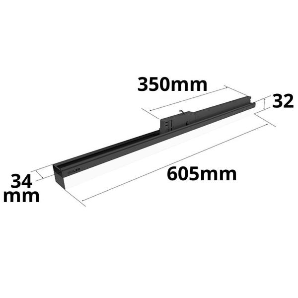 3-Phasen Linearleuchte 600mm, 20W, 110°, schwarz matt, ColorSwitch 3000|3500|4000K