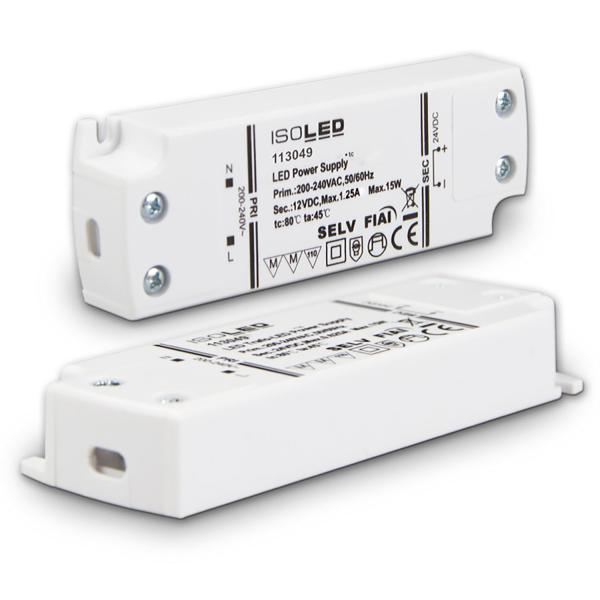 LED Trafo 12V/DC, 0-15W, SELV, ultraflach, schmal
