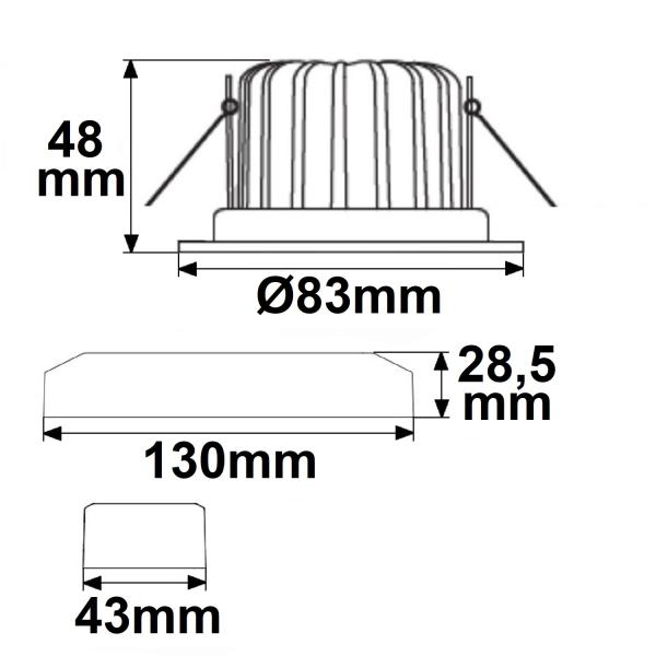 LED Einbaustrahler Sys-68, 10W, IP65, warmweiß, dimmbar (exkl. Cover)