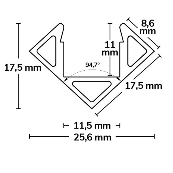 LED Eckprofil CORNER11 Aluminium pulverbeschichtet weiß RAL 9010, 200cm