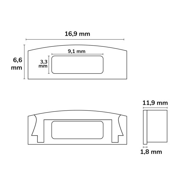 Endkappe EC2W weiß für SURF12 FLAT mit Kabeldurchführung, 1 STK