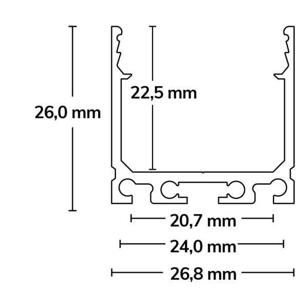 LED Aufbauprofil SURF20 Aluminium pulverbeschichtet weiß RAL 9010, 200cm