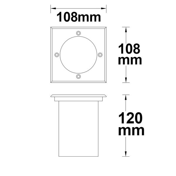 Bodeneinbaustrahler für GU10, eckig, IP67, exkl. Leuchtmittel