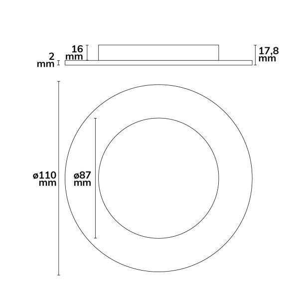 Cover Aluminium rund schwarz rückversetzt für Sys-90