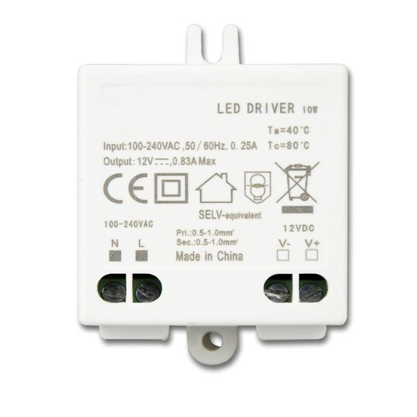 LED Trafo 12V/DC, 0-10W, SELV, flach