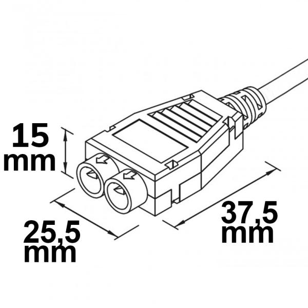 Mini-Plug 2-fach Verteiler female, 1m, 2x0,75, IP54, weiß-grün, max. 48V/6A