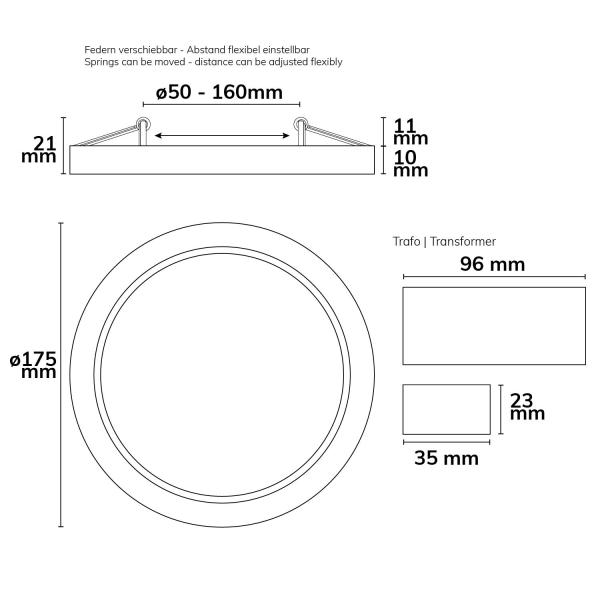 LED Downlight Flex 15W, prismatisch, 120°, Lochausschnitt 50-160mm, warmweiß
