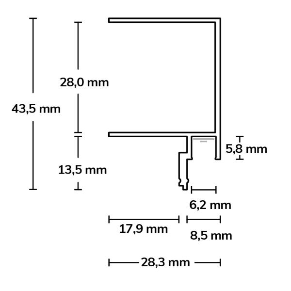 LED Trockenbauprofil Schattenfuge 8, schwarz pulverbeschichtet RAL 9005, 200cm