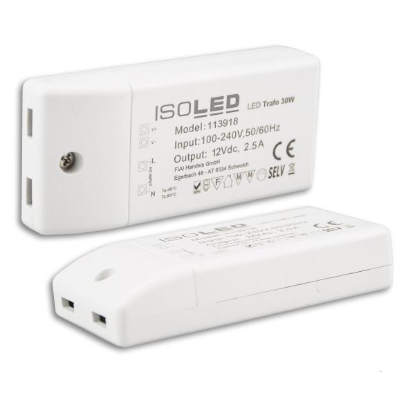 LED Trafo 12V/DC, 0-30W, kompakt, SELV