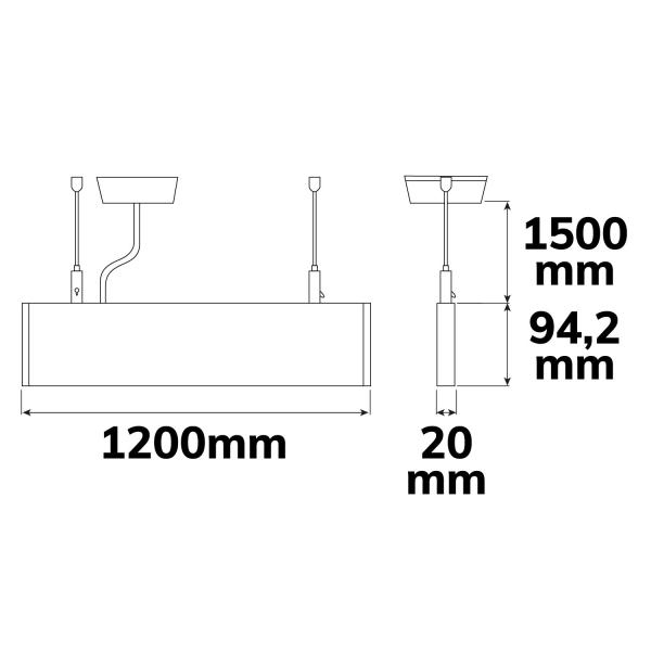 LED Hängeleuchte Linear Up&Down 1200, 40W, prismatisch, linear- u. 90° verbindbar, schwarz, warmweiß