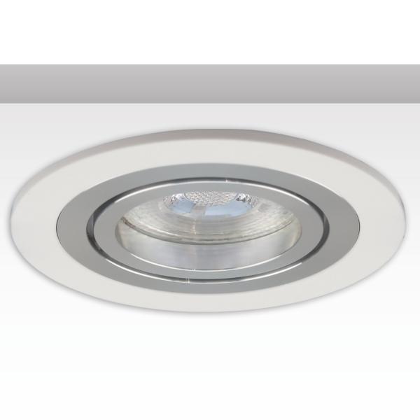 Einbaurahmen rund, Loch 80mm, weiß + Alu gebürstet, für GU10/MR16 Spots