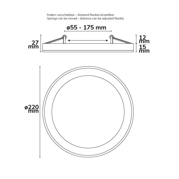 LED Aufbau/Einbauleuchte Slim Flex, 18W, schwarz, ColorSwitch 3000|3500|4000K