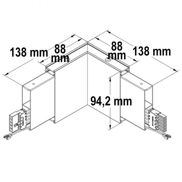 Eckverbinder 90° prismatisch für Hängeleuchte Linear Up&Down, 3W, weiß, warmweiß