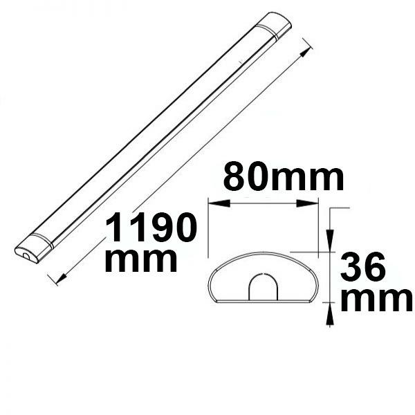 LED Aufbauleuchte 120cm, 40W, IP42, Color Switch 3000|3500|4000K
