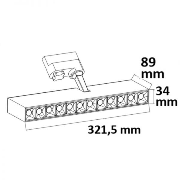 3-Phasen Raster-Schienenstrahler, 35W, 45°, schwarz matt, 3000K
