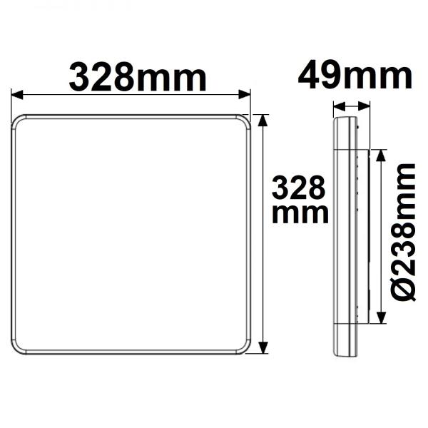 LED Decken/Wandleuchte 24W, weiß, eckig, 328x328mm, IP54, ColorSwitch 3000|4000K