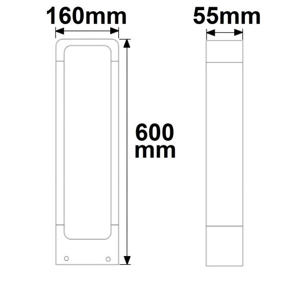 LED Wegeleuchte Poller-2, 60cm, 9W, sandschwarz, warmweiß