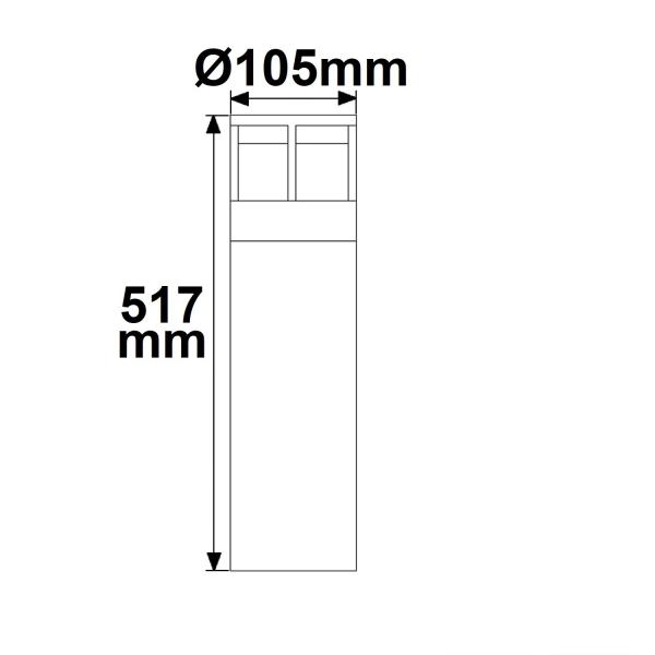 LED Wegeleuchte Poller-5, 50cm, 6W, sandschwarz, warmweiß