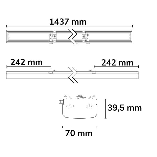 FastFix LED Linearsystem IP54 Blindabdeckung für Balkenaufnahme, 1,5m