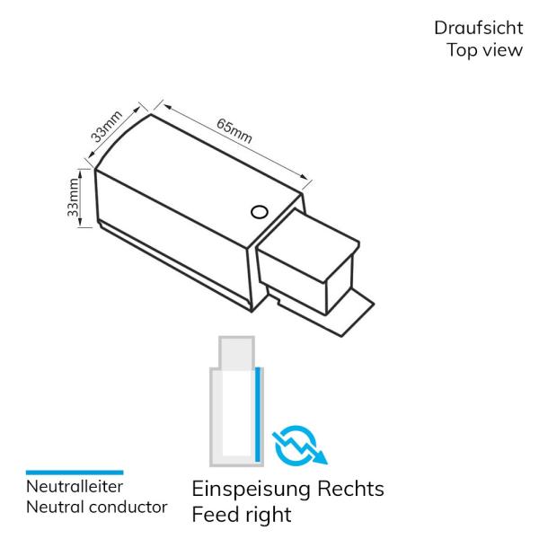 3-Phasen S1 Seiten-Einspeisung N-Leiter rechts, Schutzleiter links, schwarz