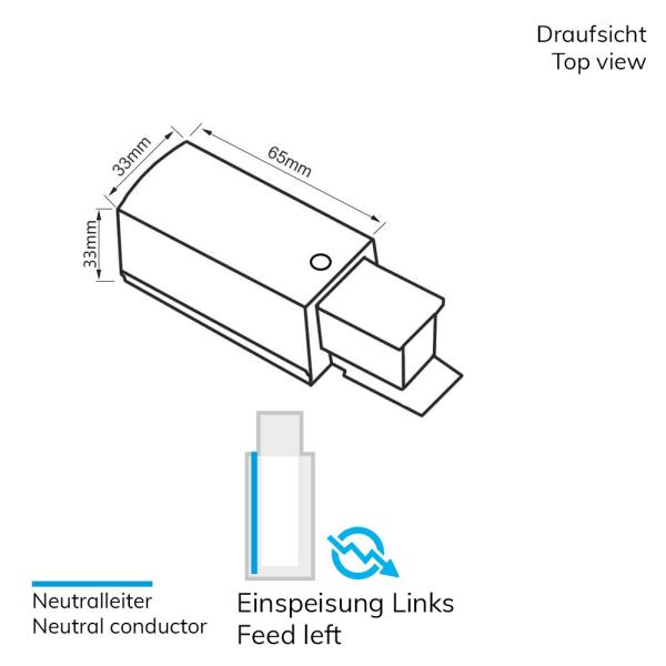 3-Phasen S1 Seiten-Einspeisung N-Leiter links, Schutzleiter rechts, schwarz