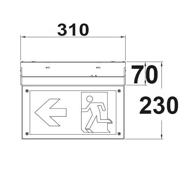 Vertikales Schild für LED Notlicht/Fluchtwegleuchte UNI4