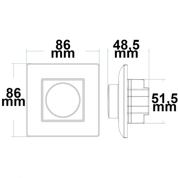 Sys-Pro 1 Zone Einbau-Drehknopf/Funk-Dimmer 230V, 360VA, Phasenan-/Abschnitt wählbar