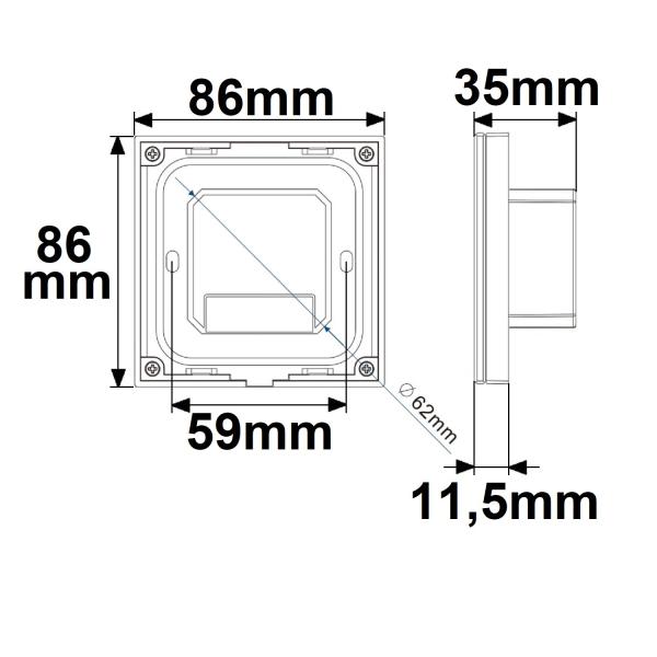 Sys-Pro weißdynamische 4 Zonen Einbau-Touch-Fernbedienung + DMX-Output, weiß, 230V