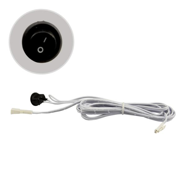 MiniAMP Einbauschalter Ein/Aus, female-Buchse und male-Stecker, 30cm+200cm, 2-polig, weiß, max. 5A