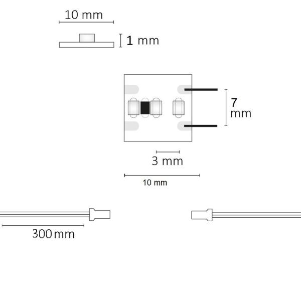 LED CRI930 MiniAMP Flexband, 12V DC, 12W, IP20, 3000K, 120cm, beids. 30cm Kabel + maleAMP, 300 LED/m