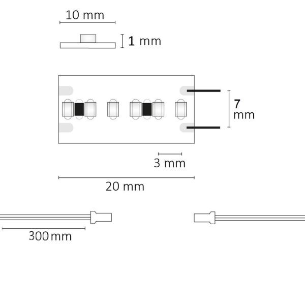 LED CRI930 MiniAMP Flexband, 24V DC, 6W, IP20, 3000K, 250cm, beids. 30cm Kabel + maleAMP, 300 LED/m
