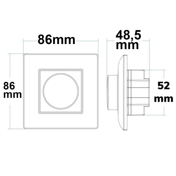 Sys-Pro 1 Zone Einbau-Drehknopf/Funk-Dimmer mit 0/1-10V Output + 4A Schaltrelais, 85-265V