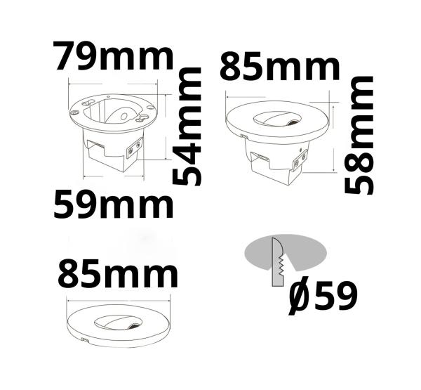 LED Wandeinbauleuchte Sys-Wall68 230V, 3W, ColorSwitch 3000|4000|6000K, inkl. Dose/exkl. Cover