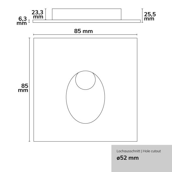 Cover Aluminium eckig 1 weiß für Sys-Wall68