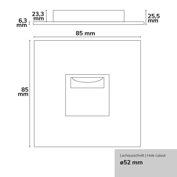 Cover Aluminium eckig 3 schwarz für Sys-Wall68