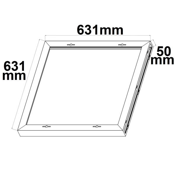 Aufbaurahmen weiß RAL 9016 für LED Panel 625x625