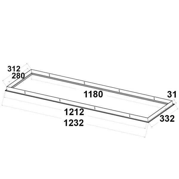 Einbaurahmen weiß RAL 9016 für LED Panel 300x1200