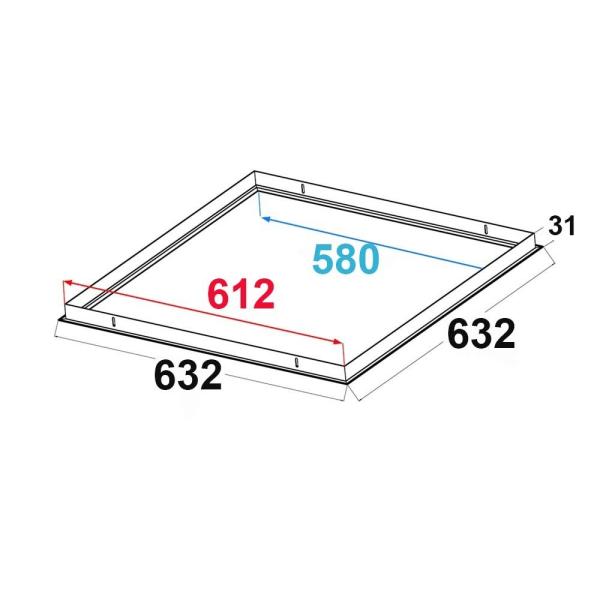 Einbaurahmen weiß RAL 9016 für LED Panel 600