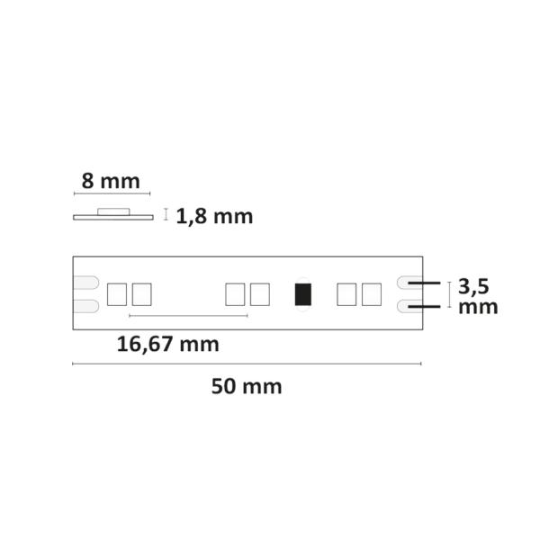 LED CRI919/940 MiniAMP CCT Flexband, 12V DC, 8W, IP20, 500cm, 2 polig, Kabel mit Stecker, 126 LED/m