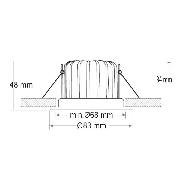 LED Einbauleuchte 68 MiniAMP alu gebürstet 5W, 24V DC, 2700K, dimmbar