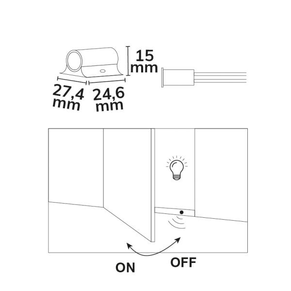 MiniAMP Kontakt-SENSOR rund, Einbau/Aufbau, 12-24V DC, 3A