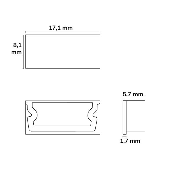 Endkappe EC75B schwarz für Profil PURE14 S, 1 STK
