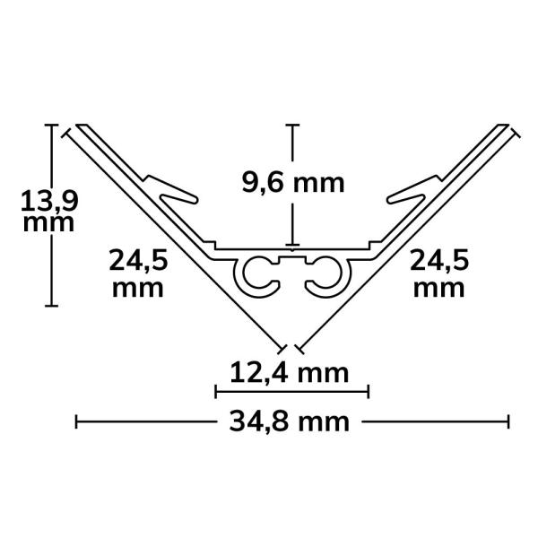 LED Eckprofil CORNER12 BORDERLESS Aluminium eloxiert, 200cm