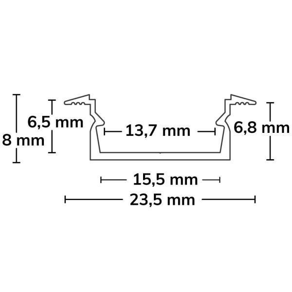 LED Einbauprofil PURE14 D Aluminium eloxiert, 200cm
