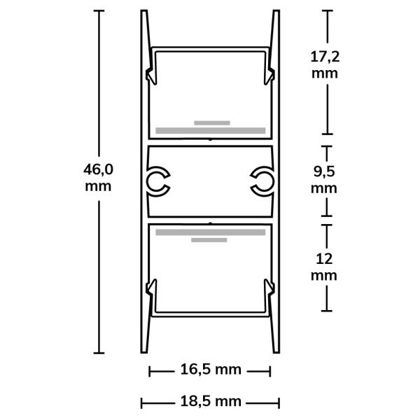 LED Aufbauleuchtenprofil HIDE DOUBLE Aluminium eloxiert, 200cm