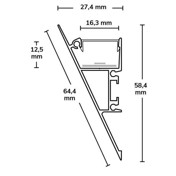 LED Aufbauleuchtenprofil HIDE TRIANGLE Aluminium schwarz RAL 9005, 200cm