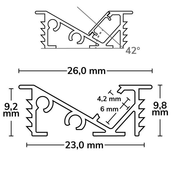 LED Einbauprofil FURNIT6 D Aluminium weiß RAL 9003, 200cm