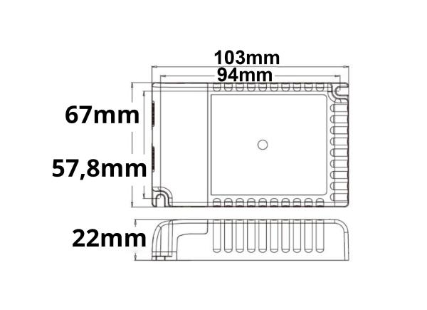 LED Konstantstrom Trafo 300-900mA (9-58V), 30W, Push/1-10V/DALI-2 dimmbar, SELV